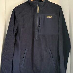 L.L.Bean Men’s Small Reg Navy Textured Fleece Full Zip Jacket Chest Pocket